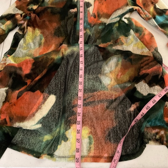 Ali Miles Sheer Kimono Abstract Black Multicolor 3/4 sleeves Women’s Size M - Picture 12 of 13